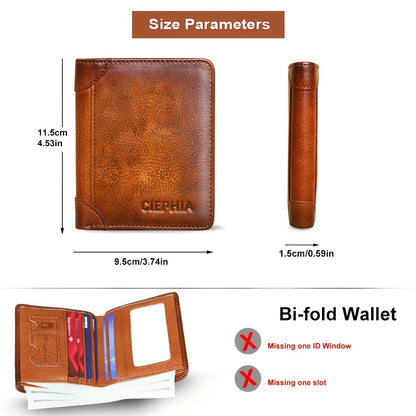 Genuine Leather Men's Wallet/Ultra-Thin Top-Grain Cowhide/Compact Multi-Function ID Credit Card Holder/RFID Blocking/Blessing Card Set/Christmas Valentine's Day Father's Day Gift NovaCart