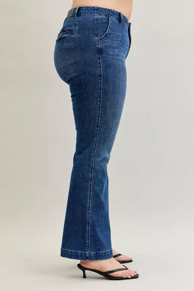 Judy Blue Full Size Mid Rise Bootcut Jeans with Welt Pockets Plus Size Garden Naked Curves