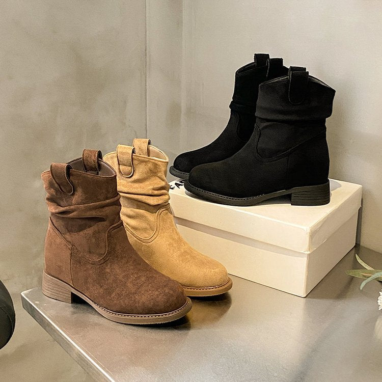 Women’s Suede Chunky Heel Slimming Ankle Boots FitiqueFit