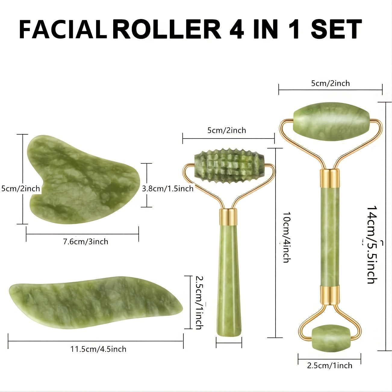 4pcs Facial Roller & Gua Sha Set, Facial Roller Massager with Gua Sha Scraping Tool, Stone Massager NovaCart