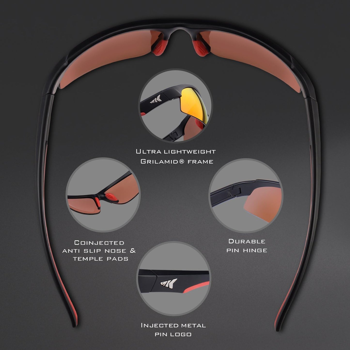 Cuivre Polarized Sport Sunglasses for Men and Women, Matte Blue Frame,Smoke Lens