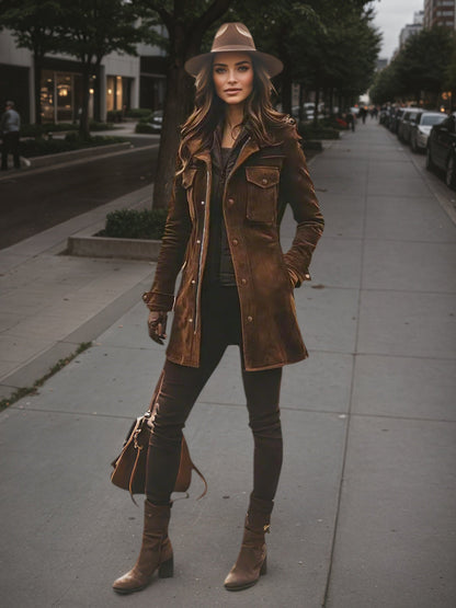 Women’s Vintage Style Long Winter Jacket – Warm Windproof Autumn Coat FitiqueFit