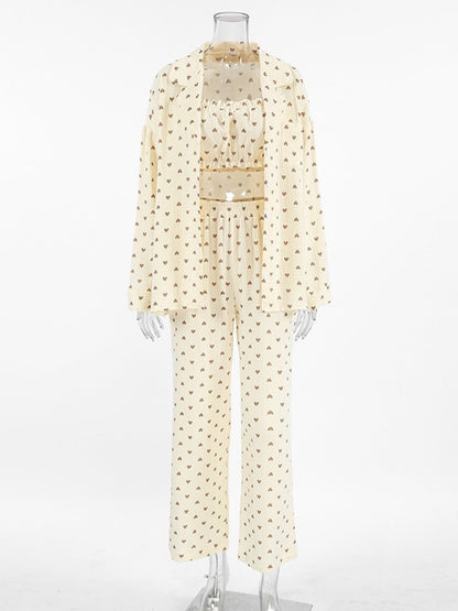 Heart Print Three-Piece Lounge Set New Era Fashion LLc