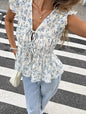 Blue Chiffon A-Line Skirt & Sleeveless Top Set FitiqueFit