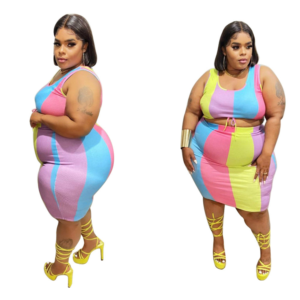 Sleeveless Color-Printed Pencil Skirt Trendy Elegant Plus-Size See size chart under “more details” The Fashion Celestial