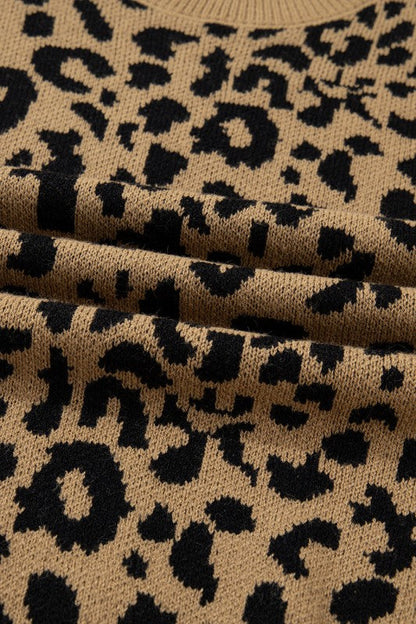 Leopard Ribbed Trim Crewneck Drop Shoulder Sweater Shop Style & More | Fresh Looks, Everyday Deals & Free Shipping