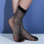A Pair of Mid-calf Socks with Small Mesh and Rhinestone Decoration NovaCart