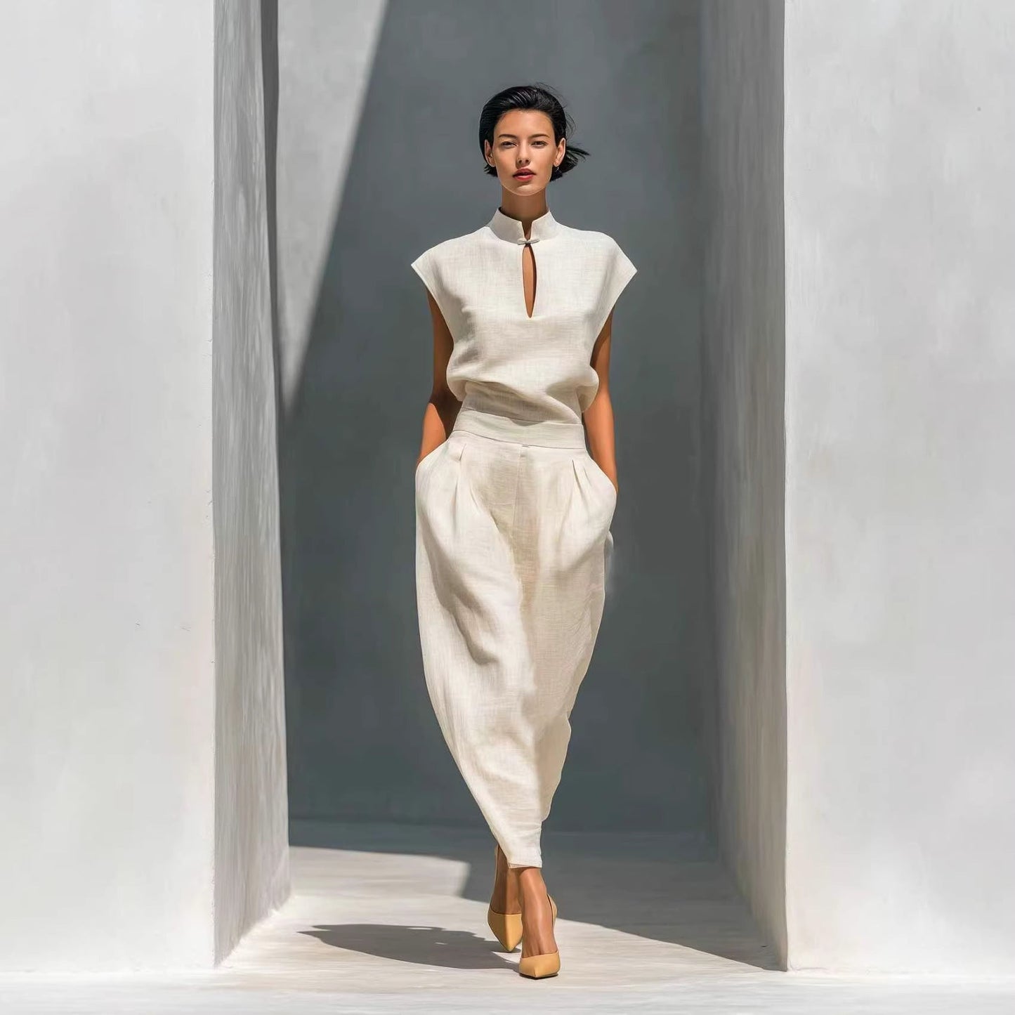 Women's Chinese-Style Satin Short-Sleeve Top & Pants Set FitiqueFit