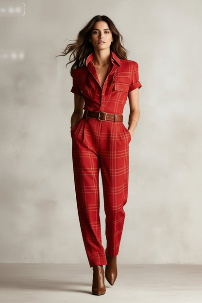 Notched Lapel Wide-leg Jumpsuit FitiqueFit