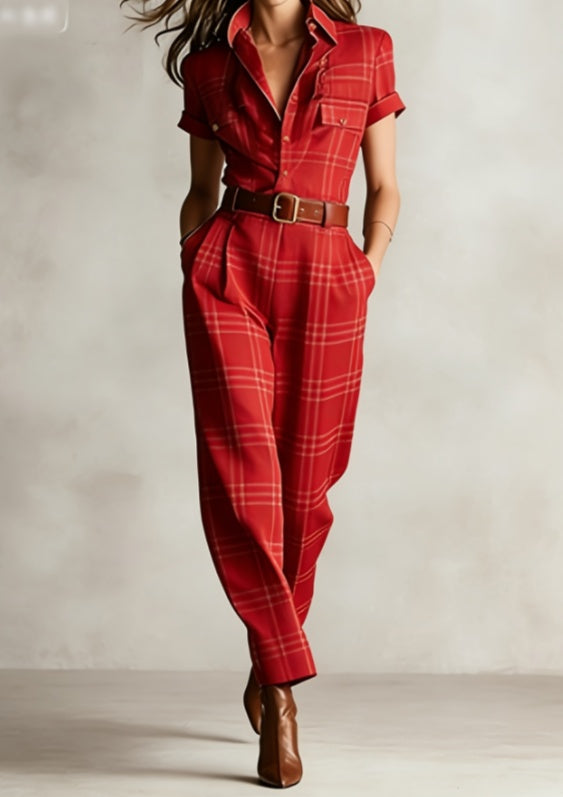 Notched Lapel Wide-leg Jumpsuit FitiqueFit