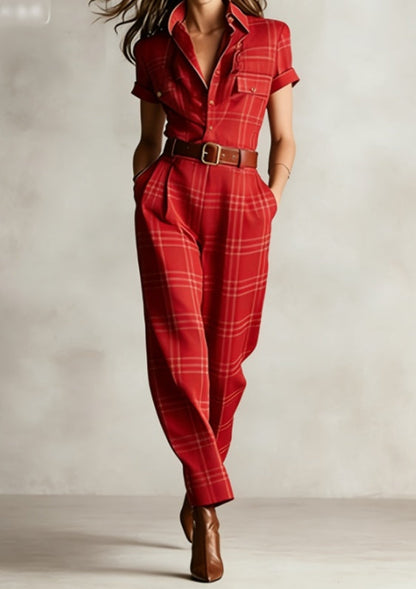 Notched Lapel Wide-leg Jumpsuit FitiqueFit