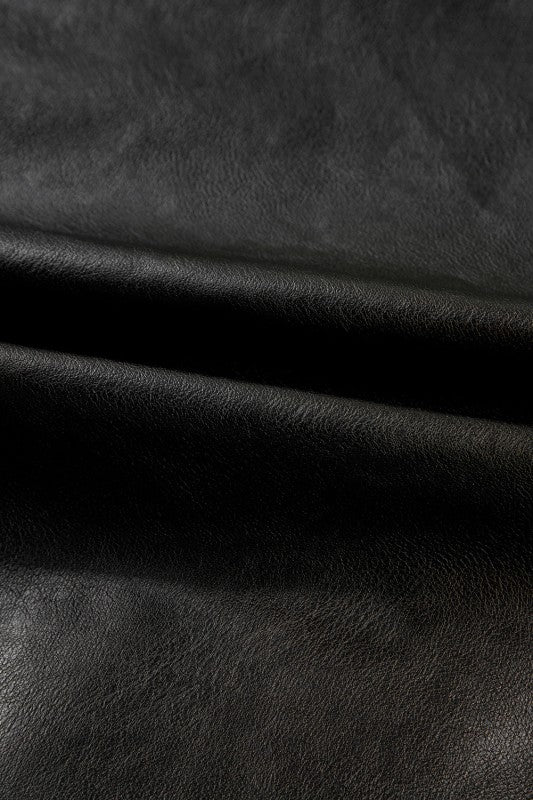 Faux Leather Button-Front Boxy Jacket See size chart under “more details” The Fashion Celestial