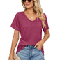 🌼 Women's V-Neck Pleated Loose-Fit T-Shirt – Effortless Summer Elegance FitiqueFit