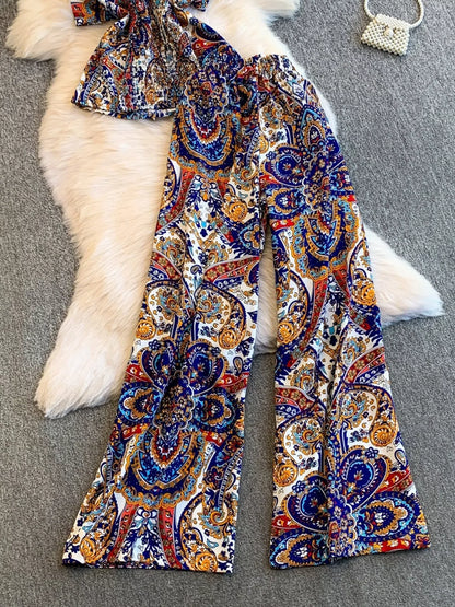Printed Cami and Wide Leg Pants Set New Era Fashion LLc