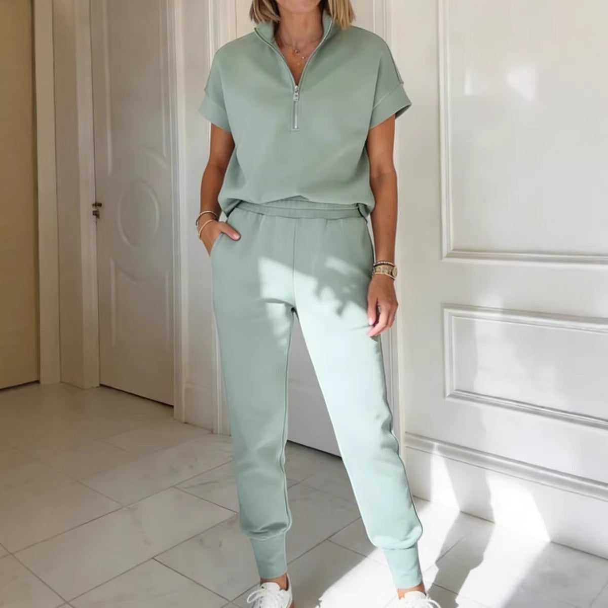 Athleisure Knit 3/4 Sleeve T-Shirt & Pants Set – 3 Colors, S–3XL FitiqueFit