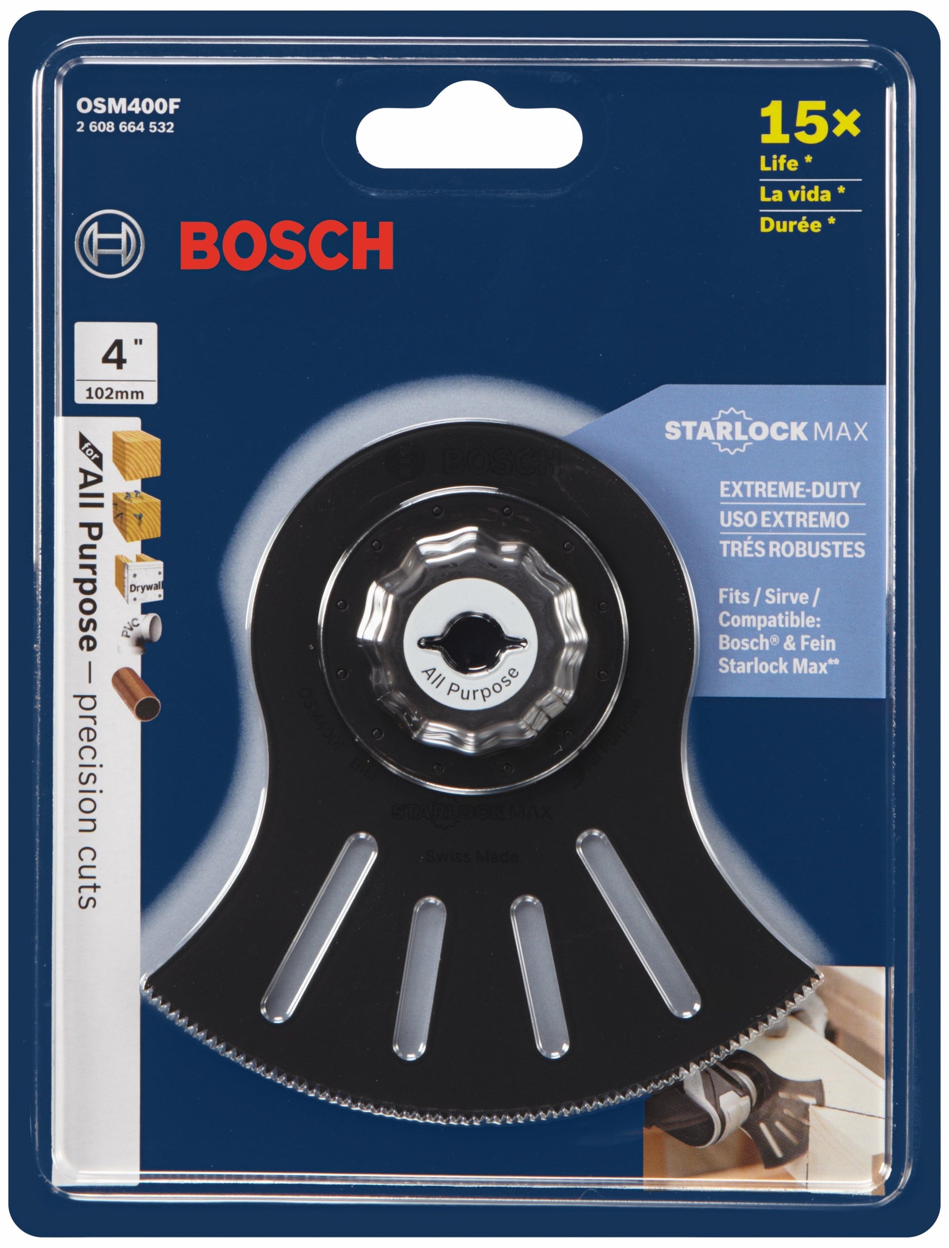 BOSCH OSM400F 4 In. StarlockMax® Oscillating Multi-Tool Bi-Metal Segment Saw Blade VM Hardware