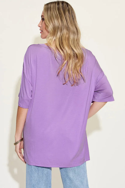 Basic Bae Full Size Bamboo V-Neck Drop Shoulder T-Shirt New Era Fashion LLc