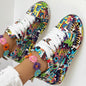 Round-Toe Thick-Sole Lace-Up Sneakers — Women’s Casual Print Shoes FitiqueFit