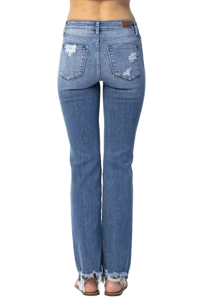 Judy Blue Full Size Mid Rise Destroy Straight Jeans Plus Size Garden Naked Curves