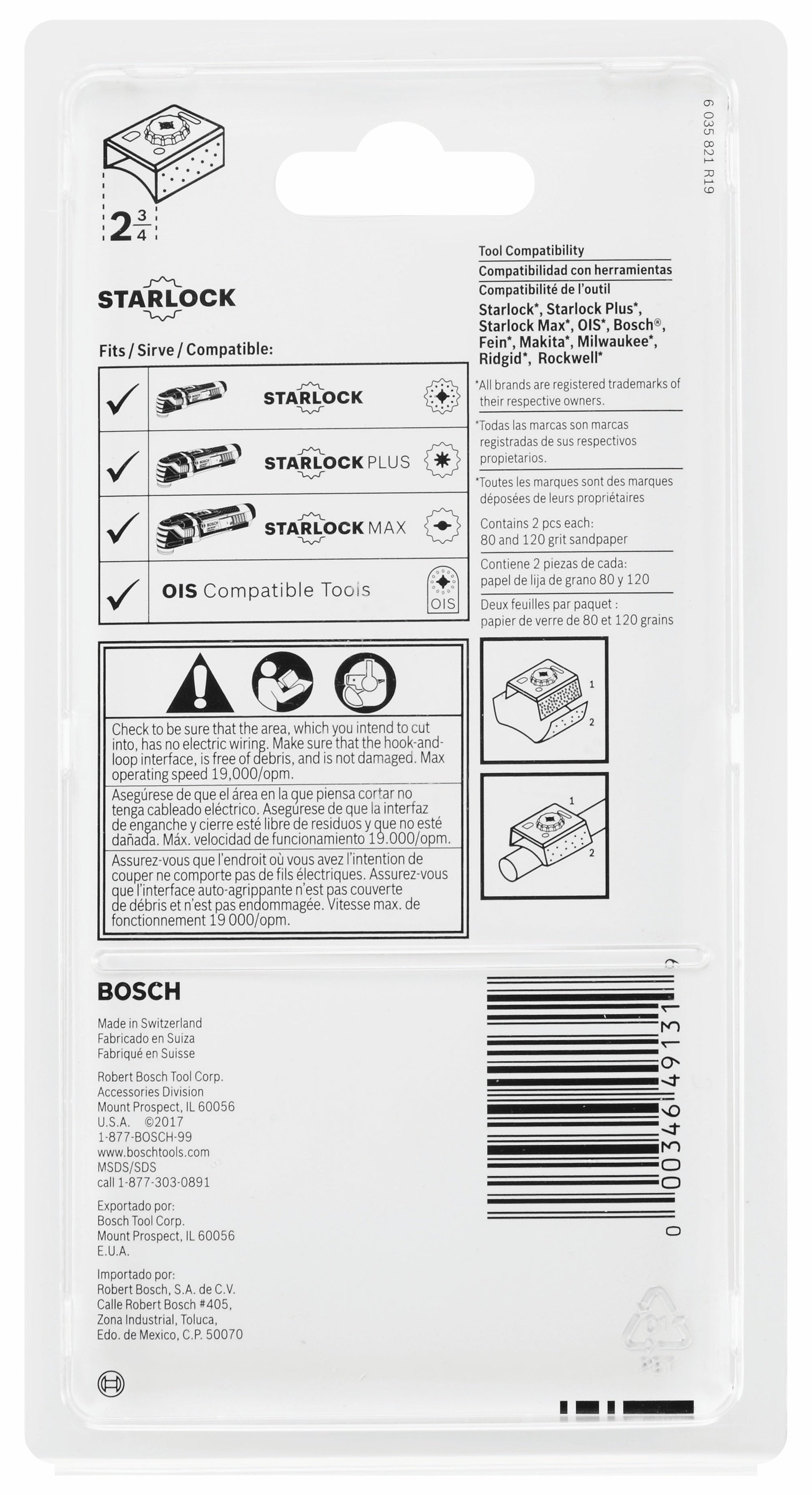 BOSCH OSL234SPCK 5 pc. Starlock® Oscillating Multi-Tool Contoured Sanding Pad Kit VM Hardware