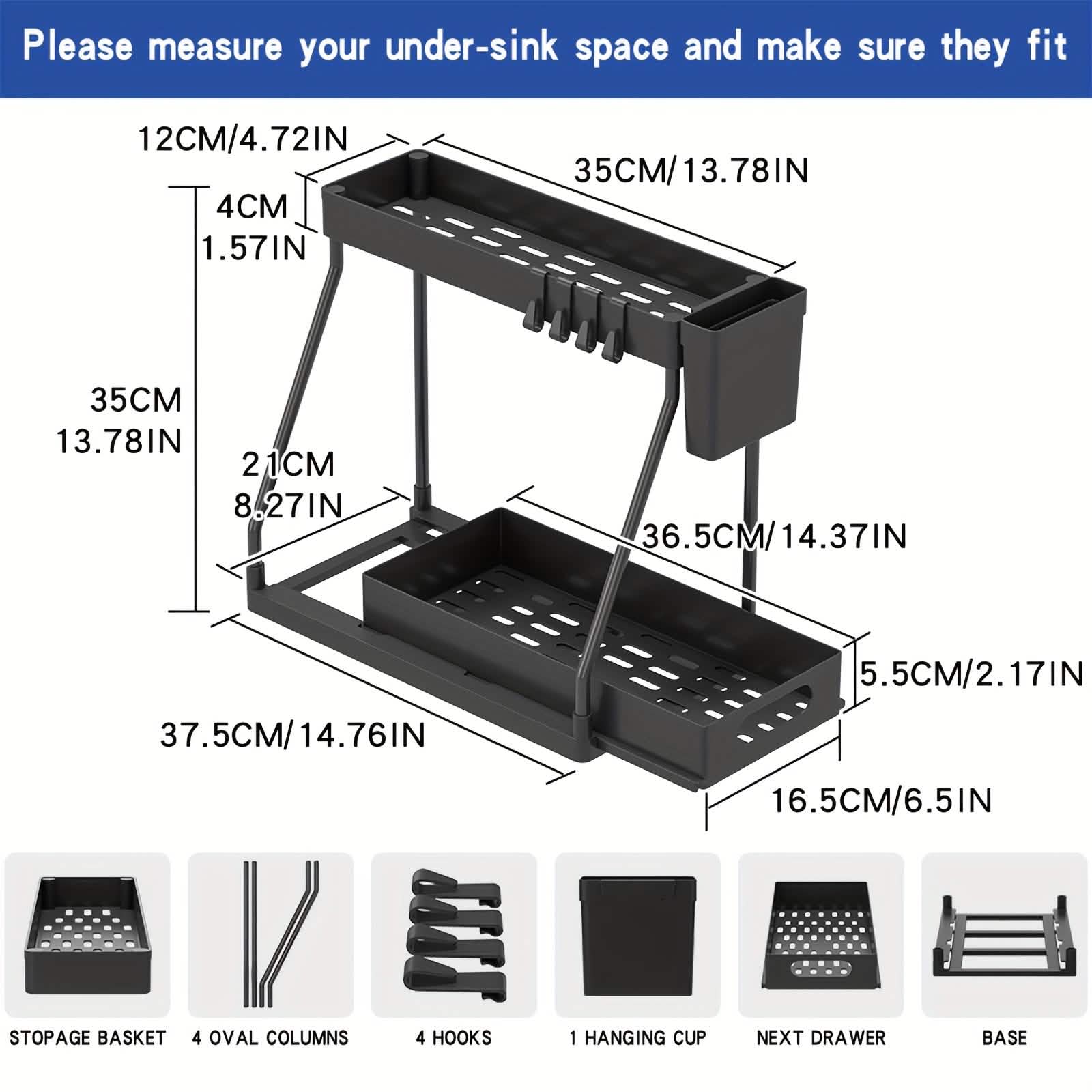 2-Piece Under Sink Organizer with Sliding Shelves – Multi-Purpose Storage Rack DailySale