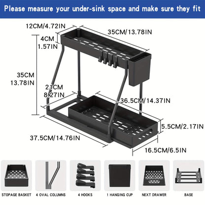 2-Piece Under Sink Organizer with Sliding Shelves – Multi-Purpose Storage Rack DailySale