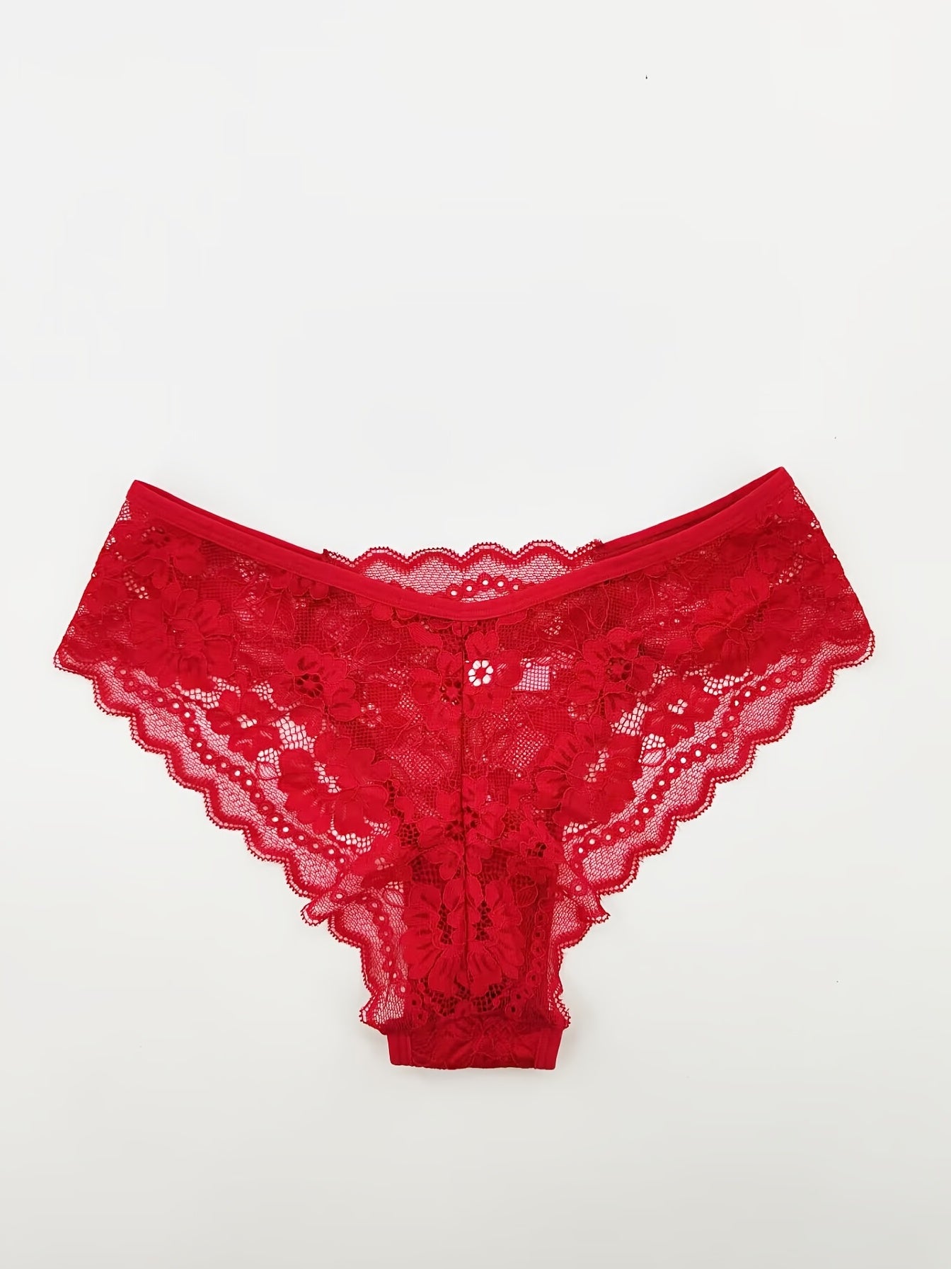 4 Pcs Women's Elegant Sheer Jacquard Lace Bikini Panties, Mid Stretch Low Waist Panties, Women's Lingerie & Underwear NovaCart
