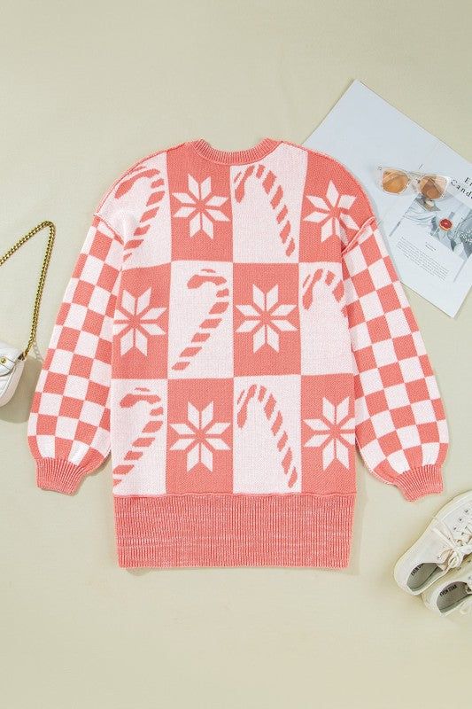 Christmas Candycane Snowflake Checker Sweater Shop Style & More | Fresh Looks, Everyday Deals & Free Shipping