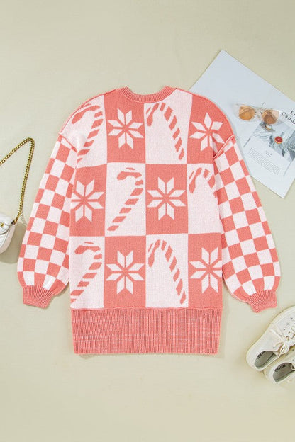 Christmas Candycane Snowflake Checker Sweater Shop Style & More | Fresh Looks, Everyday Deals & Free Shipping