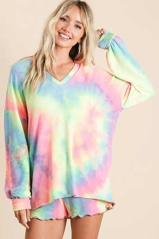 BiBi Tie Dye French Terry Top and Shorts Set New Era Fashion LLc