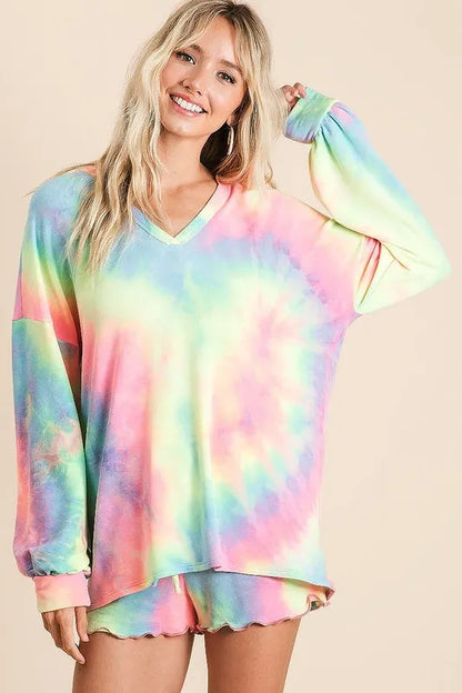 BiBi Tie Dye French Terry Top and Shorts Set New Era Fashion LLc