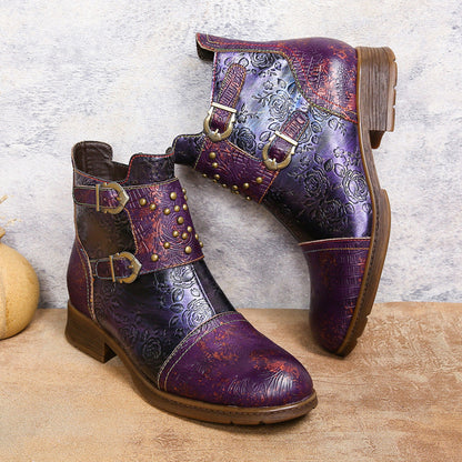 Retro Womens Rivet Belt Buckle Fashion Boots See size chart under “more details” The Fashion Celestial