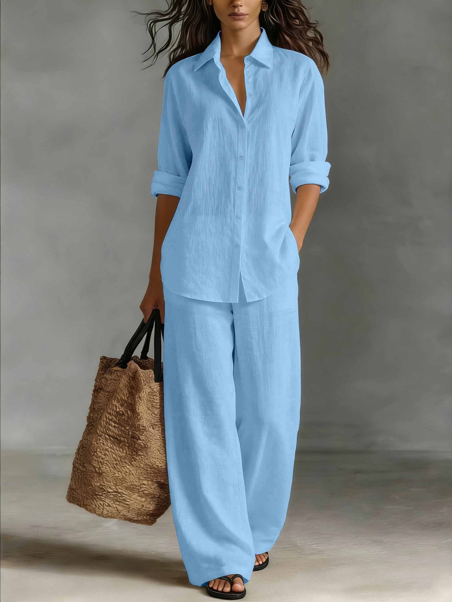 Women's Bohemian Cotton-Linen Top & Pants Set – Resort Lounge Co-ord FitiqueFit