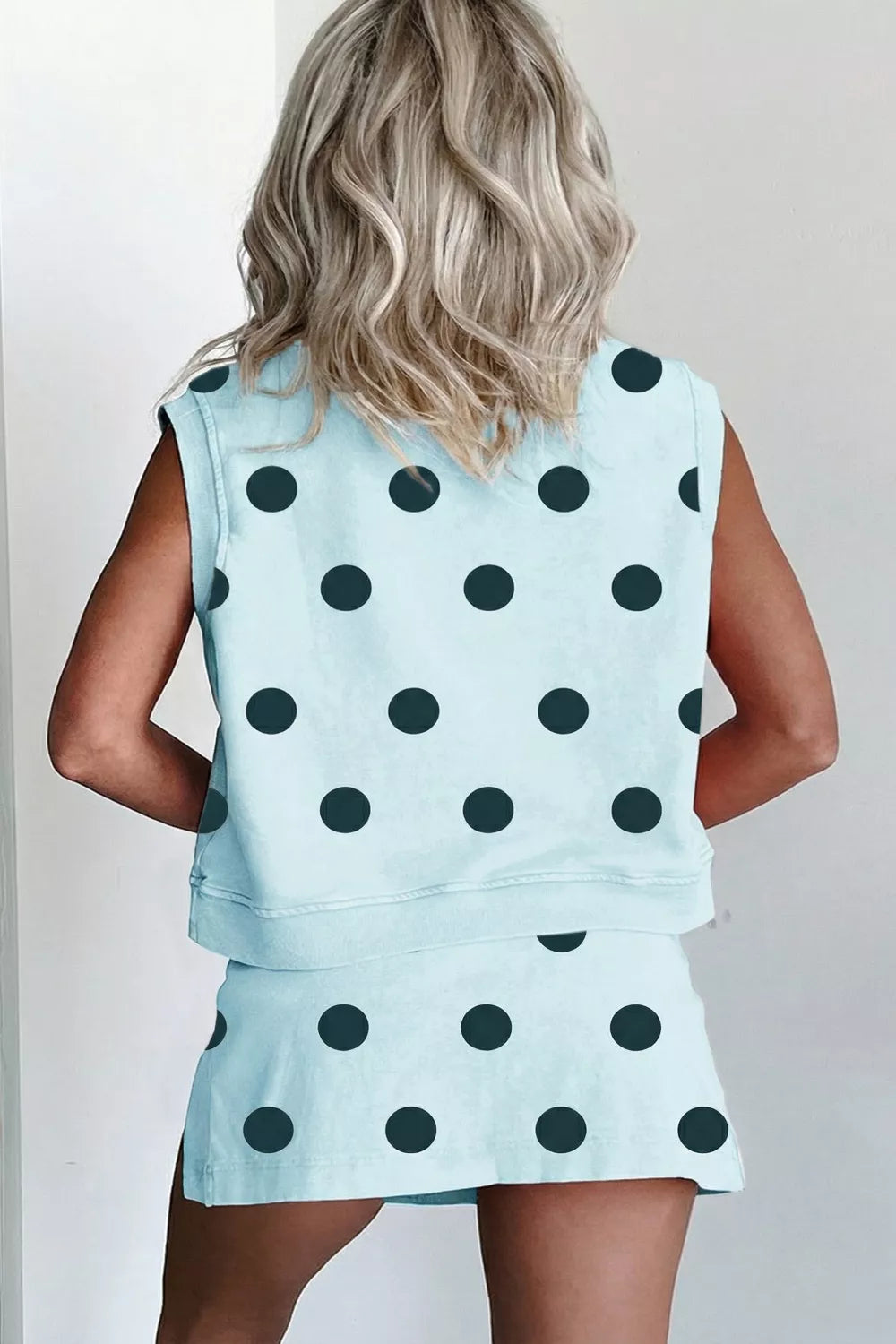 Polka Dot Sleeveless Top and Skort Casual Two-Piece Set New Era Fashion LLc