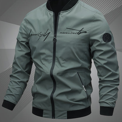 Men'S Letter Embroidered Casual Bomber Jacket, Mens Winter Jackets And Coats, Fridays Items, Mens Gifts Ideas, Gifts for Men, Thermal Wear for Men, Christmas Gifts, Suitable for Everyday Life, Home, Outdoor, Work, And Leisure NovaCart