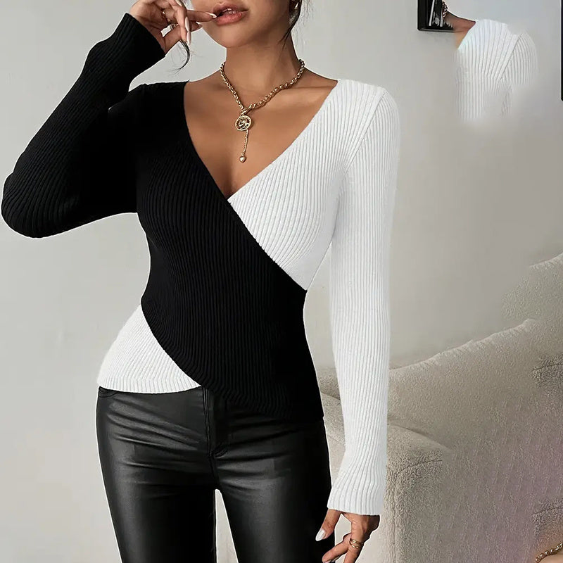 Women's Elegant V-Neck Cross Front Sweater FitiqueFit