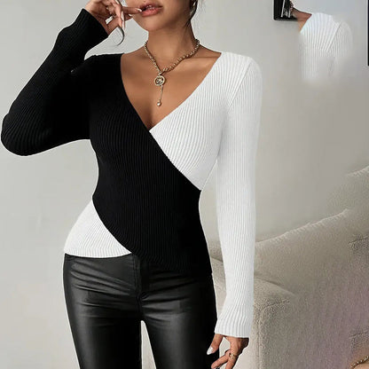 Women's Elegant V-Neck Cross Front Sweater FitiqueFit