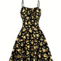 Floral Backless Bow-Tie Strappy Maxi Dress – Black & Blue, S–XXL FitiqueFit