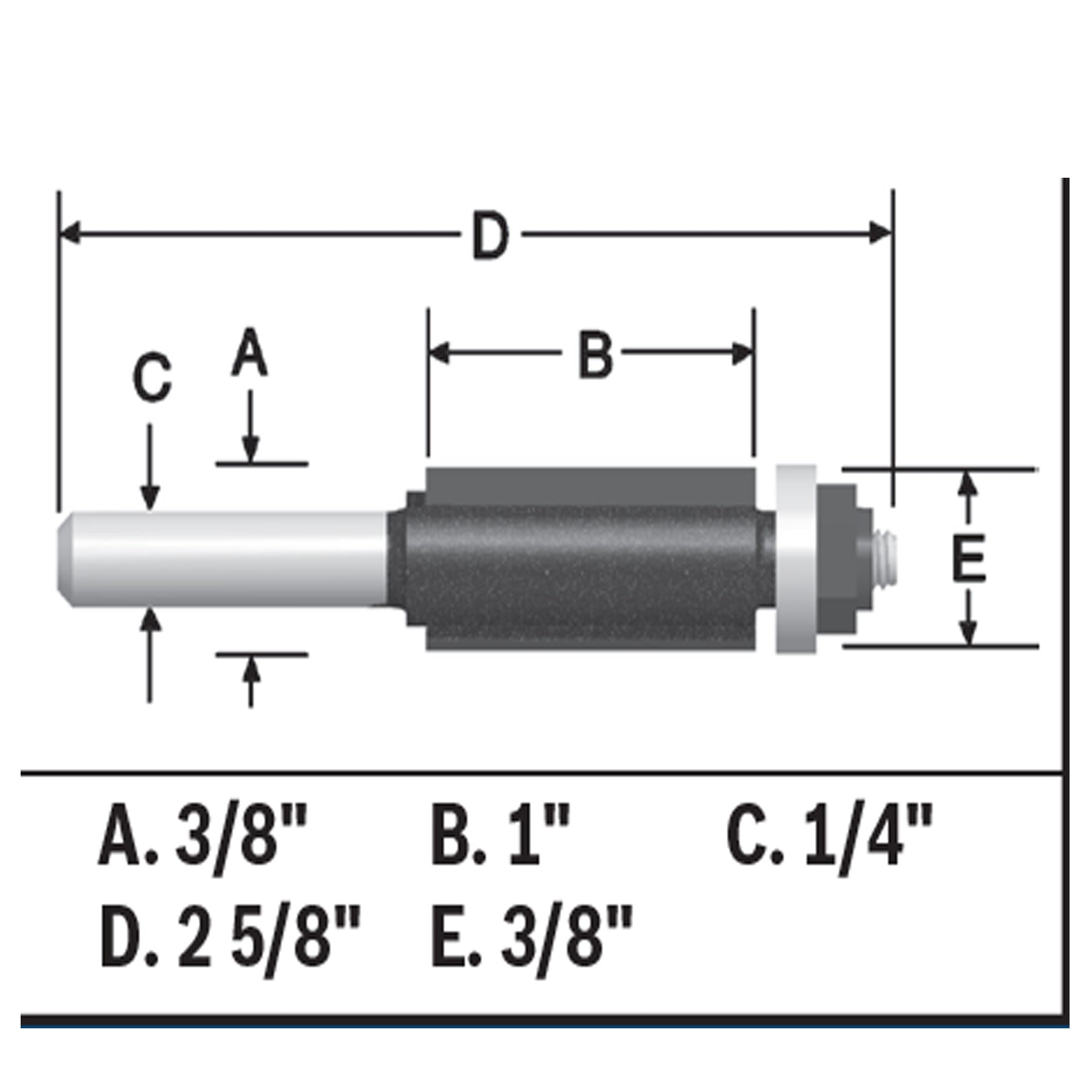 BOSCH 85268MC 3/8 In. x 1 In. Carbide-Tipped Double-Flute Flush Trim Router Bit VM Hardware