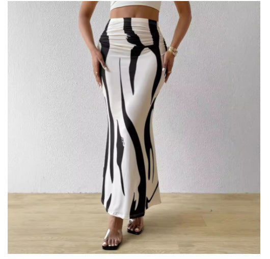 Popular Women's Dress With Zebra Pattern Tight Fitting High Waisted Fish Tail Fashion Skirt Grayceful LLC
