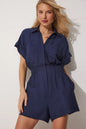 Women's Cotton Linen Loose-Fit Workwear Jumpsuit With Pockets FitiqueFit