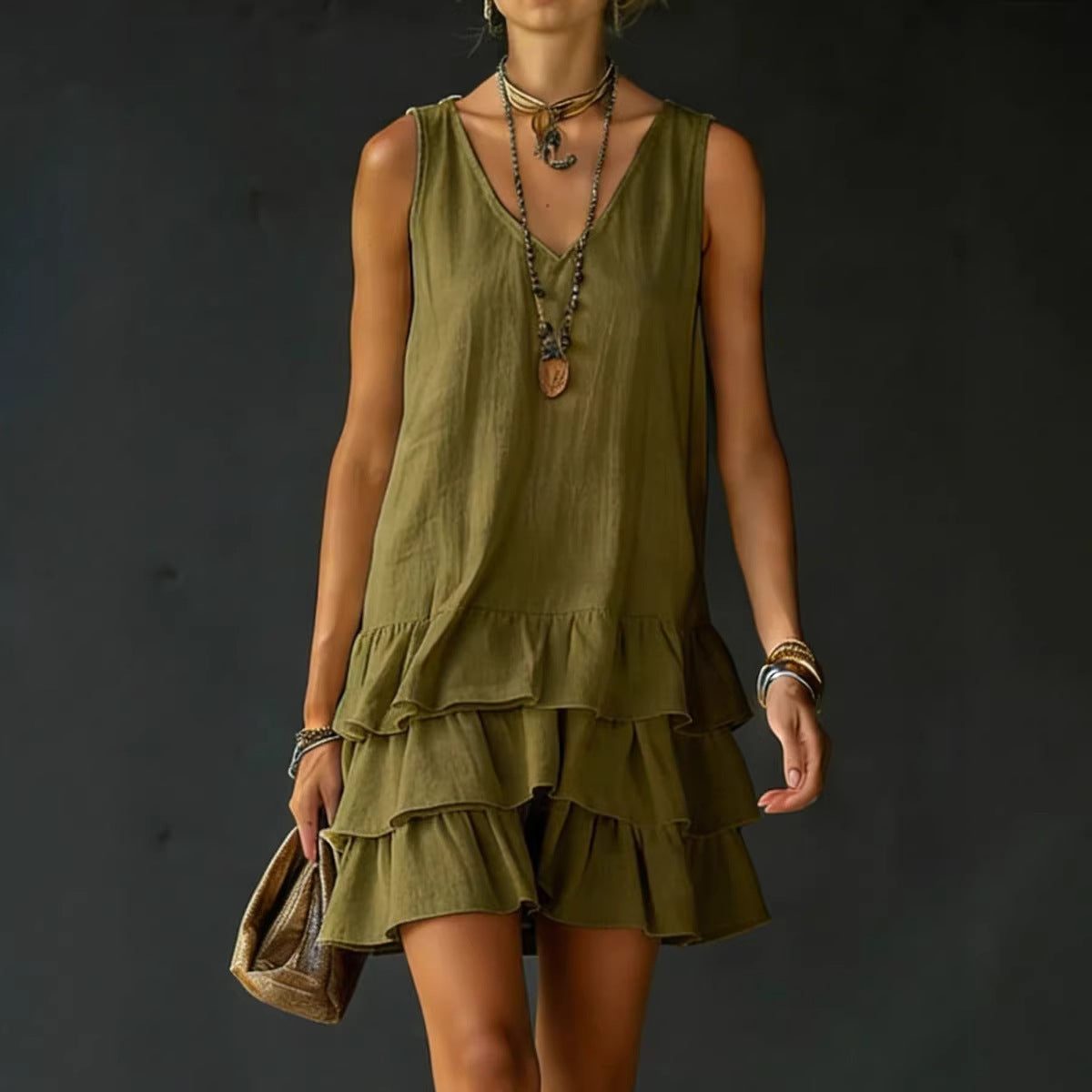 V-Neck Sleeveless Midi Dress – 5 Colors, S–2XL FitiqueFit