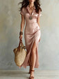 Women's High-Waist Slim-Fit Slit Maxi Dress FitiqueFit