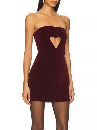 Heart Cutout Velvet Mini Dress New Era Fashion LLc