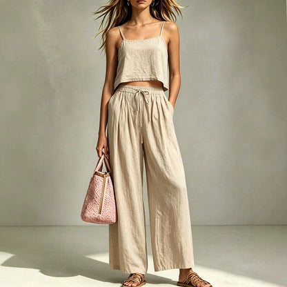 Women's Camisole & Wide-Leg Pants Two-Piece Set – Casual Summer FitiqueFit