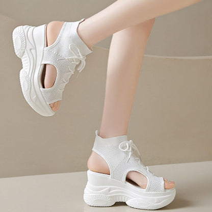 Cutout Mesh Wedge Sandals New Era Fashion LLc