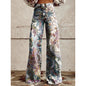 Women's Printed Flare Pants – Mid-Waist Full Length Plus Size FitiqueFit