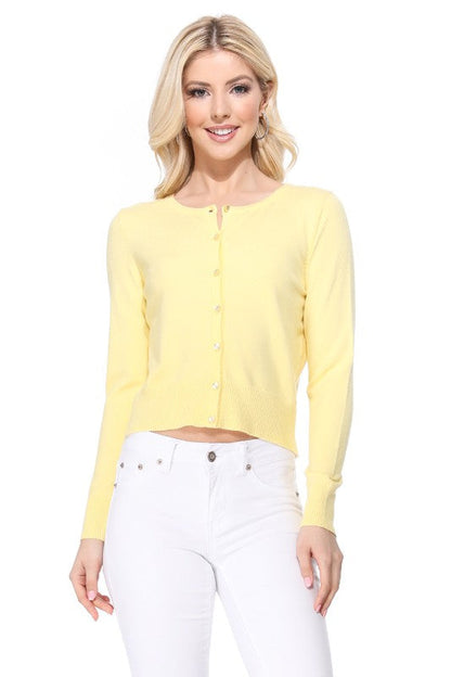 Gem Button Crew Neck Long Sleeve Sweater Cardigan Shop Style & More | Fresh Looks, Everyday Deals & Free Shipping