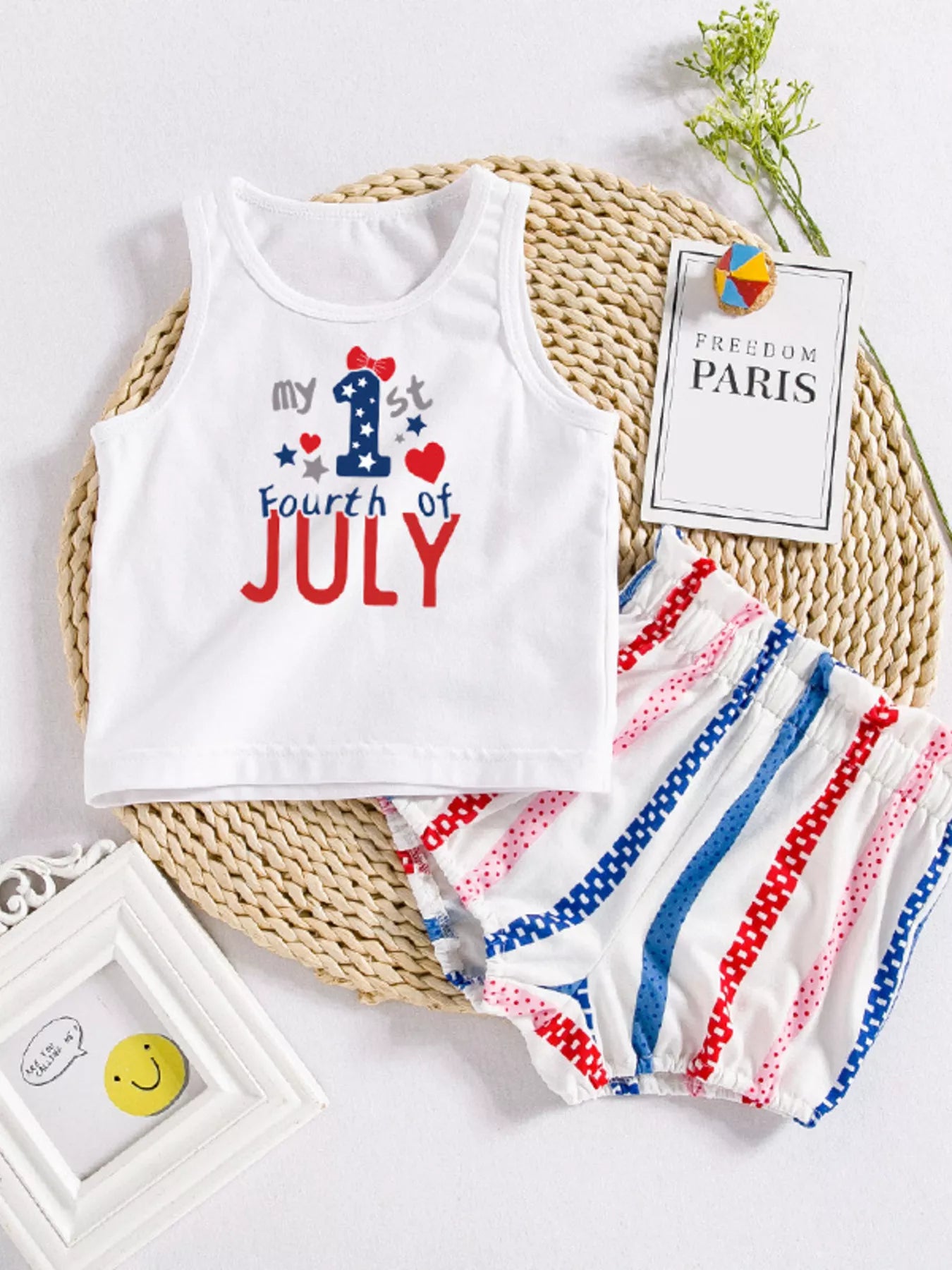 Children's Patriotic USA Floral Tank and Shorts Set New Era Fashion LLc