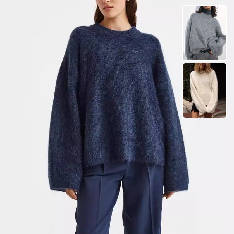 Loose Round Neck Pullover Sweater Fashion Long Sleeve Long Top For Women Clothing Grayceful LLC